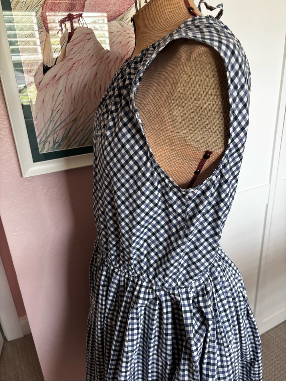 Merona Navy and White Gingham Midi Dress - Picture 6 of 8
